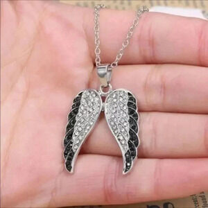Crystal Angel Wings Stainless Steel Necklace NWT